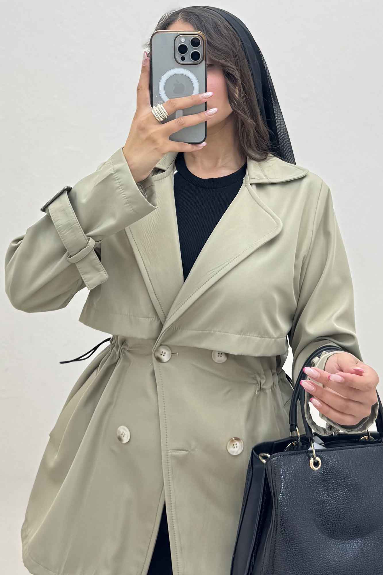 ترنچ کت کمرگت دار سانتانا