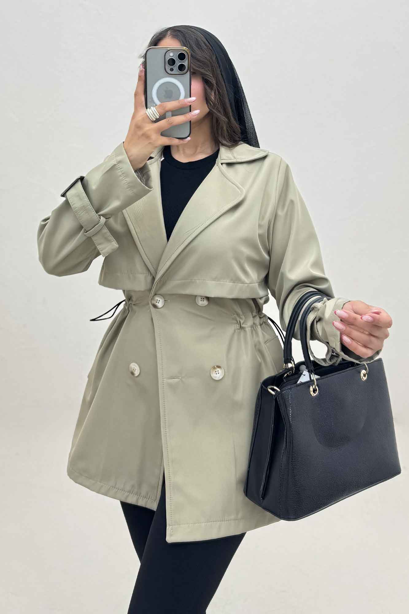 ترنچ کت کمرگت دار سانتانا