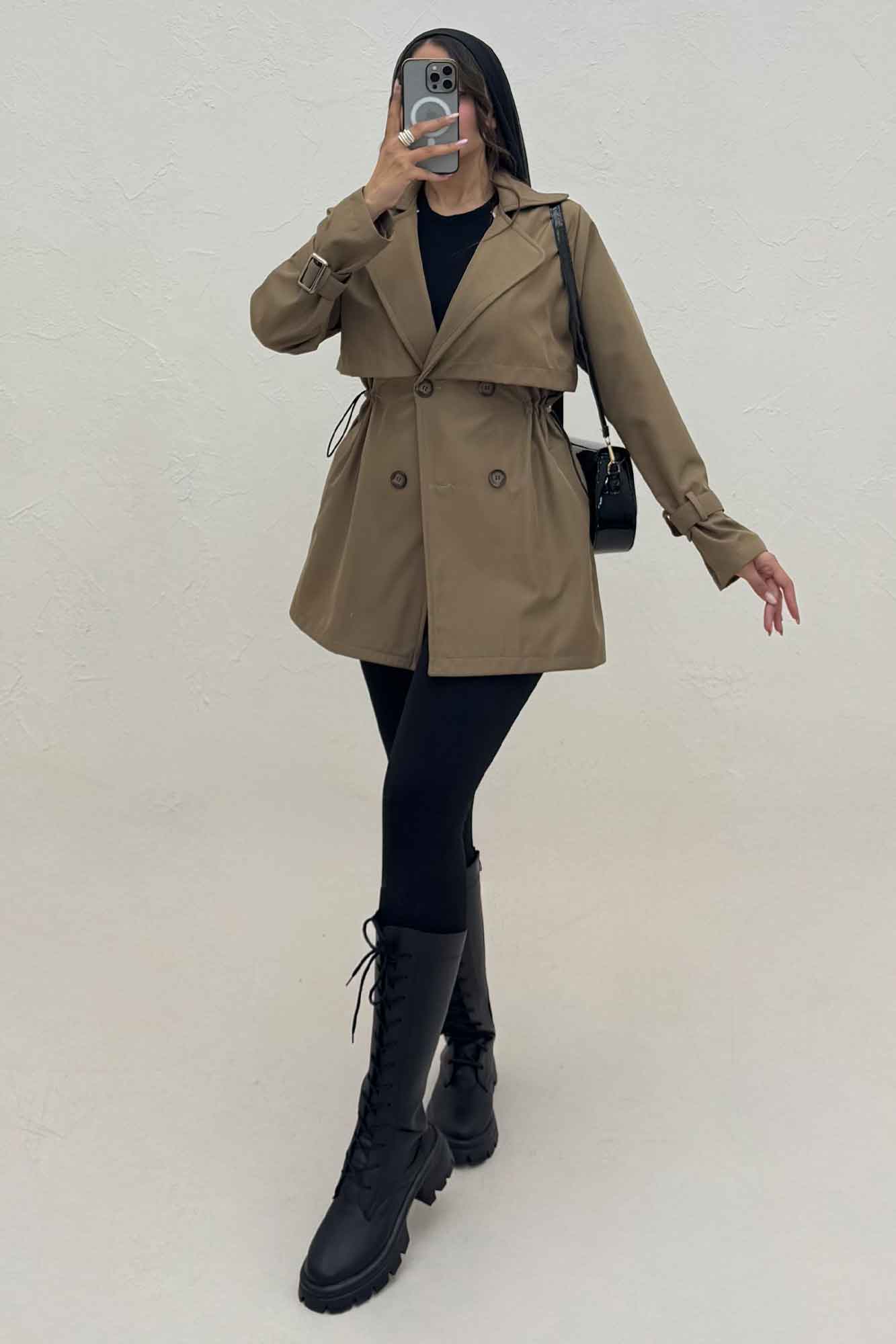 ترنچ کت کمرگت دار سانتانا