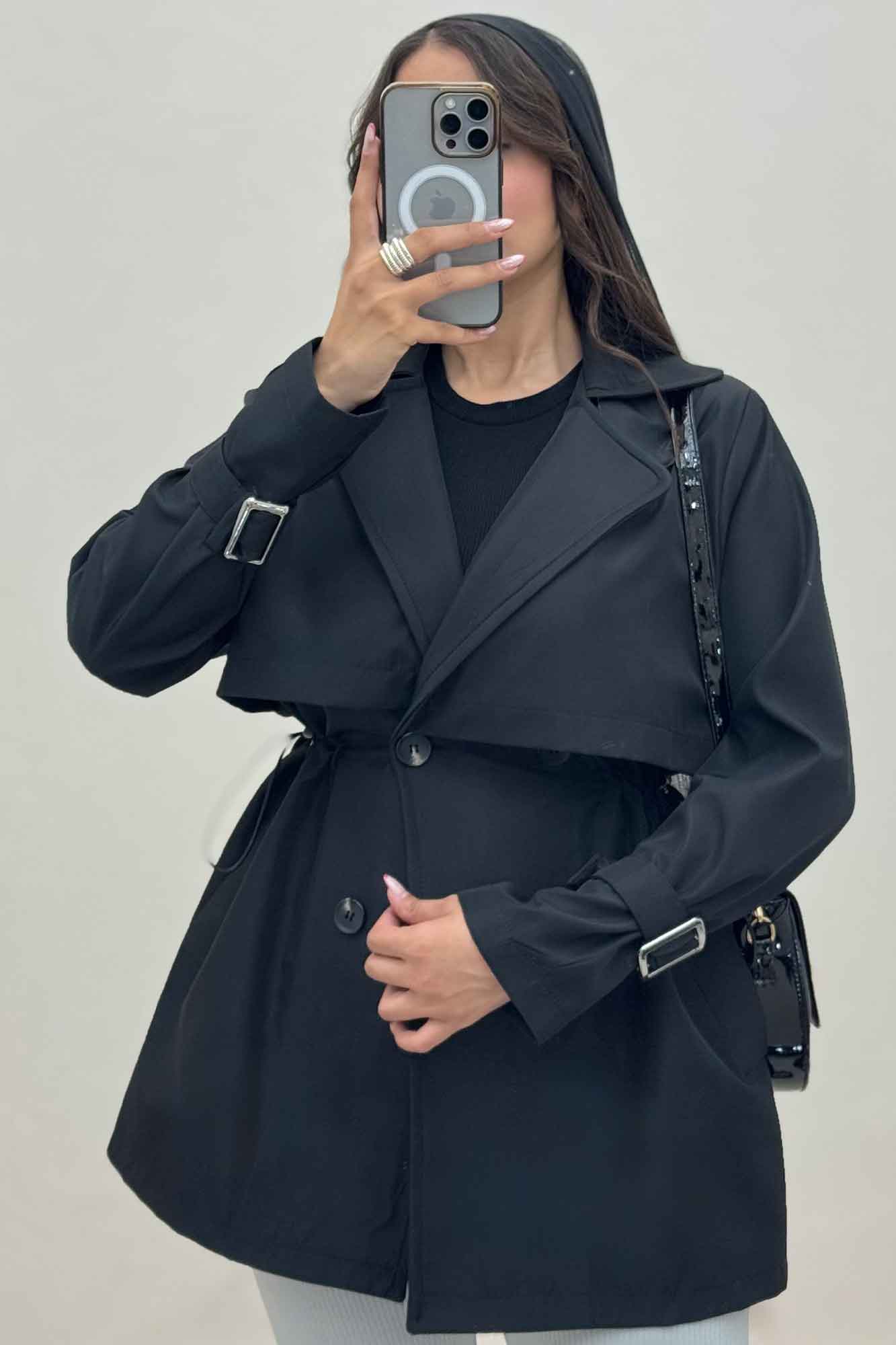 ترنچ کت کمرگت دار سانتانا