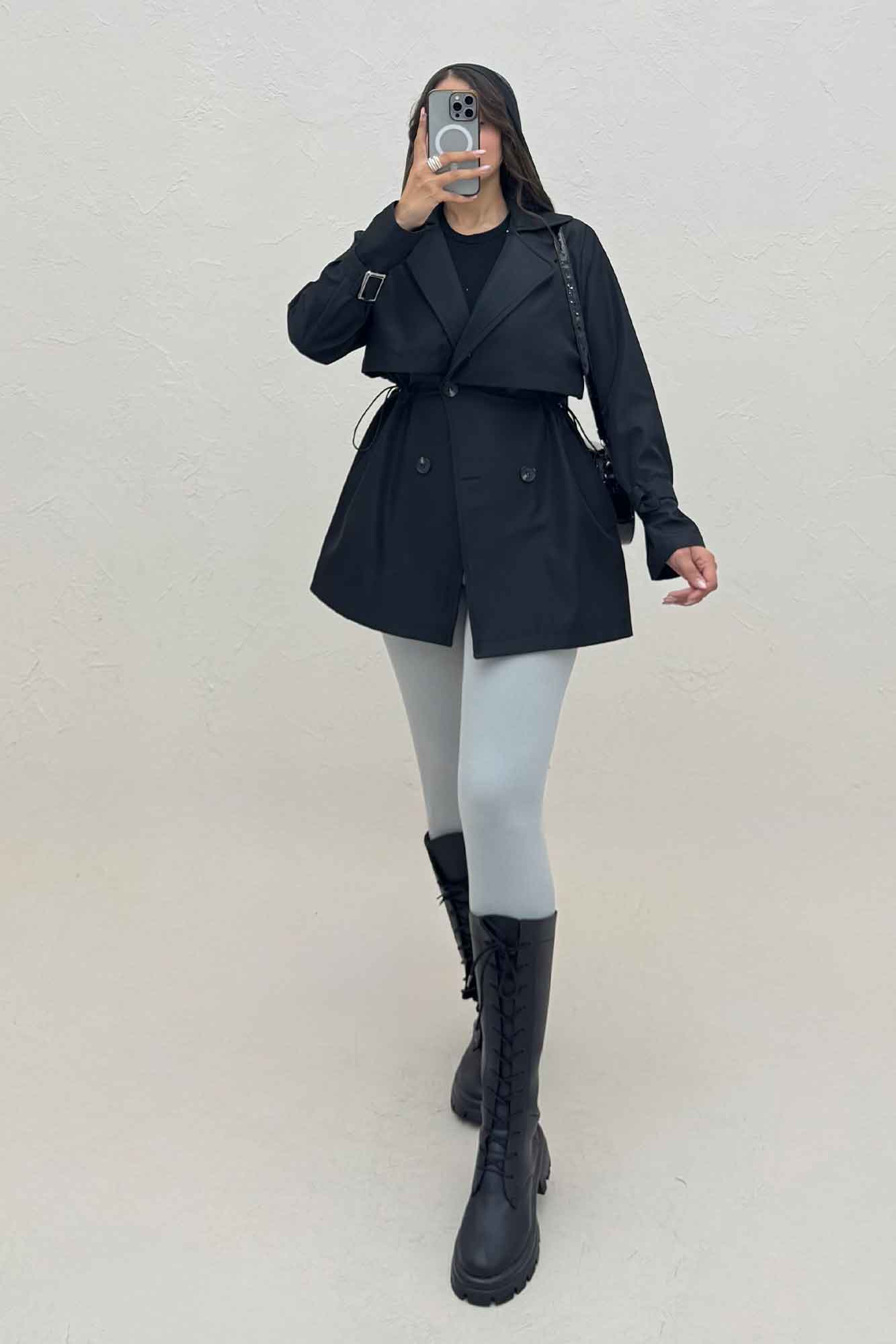 ترنچ کت کمرگت دار سانتانا