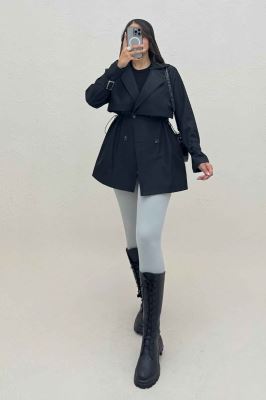 ترنچ کت کمرگت دار سانتانا