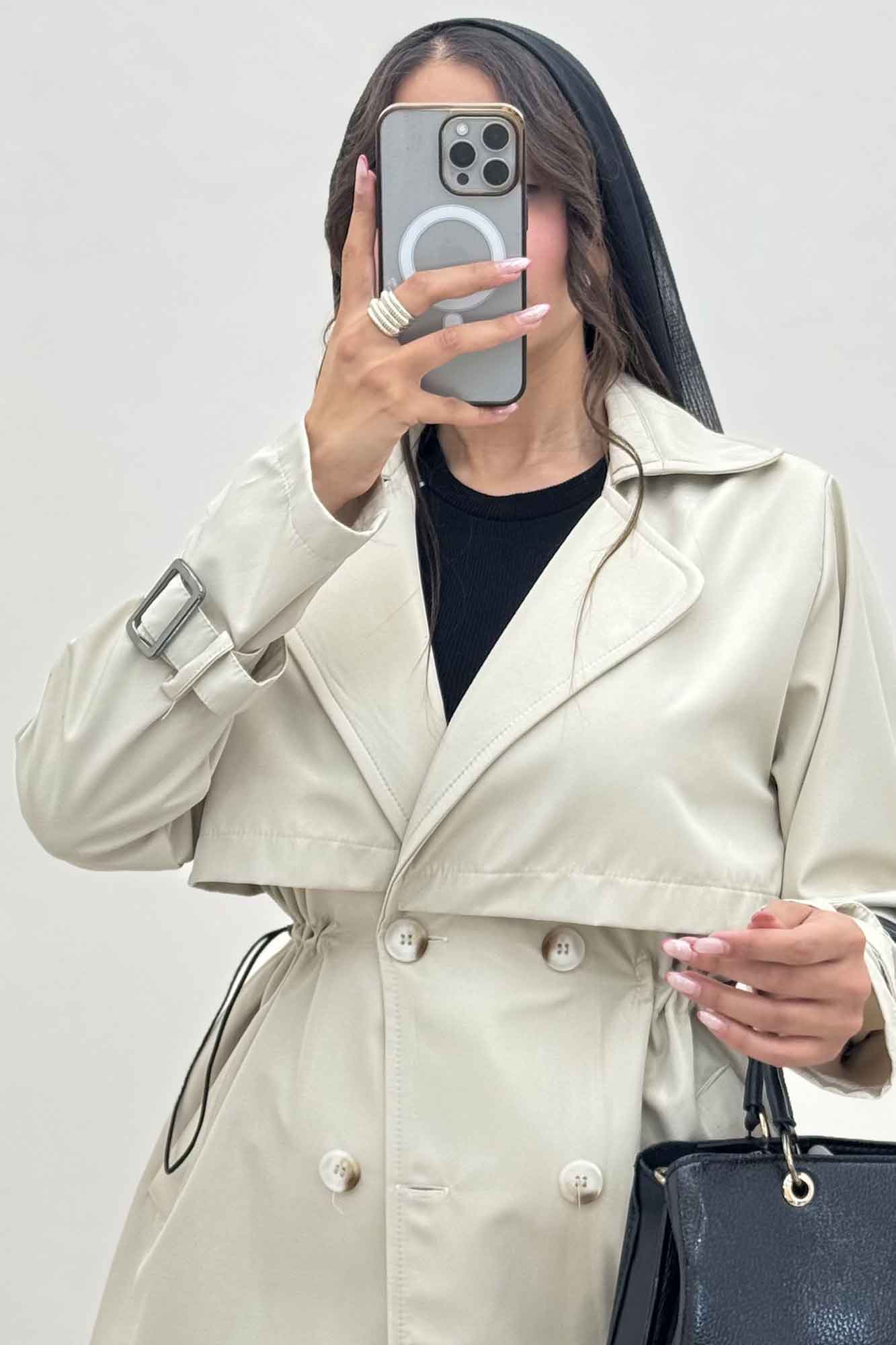 ترنچ کت کمرگت دار سانتانا