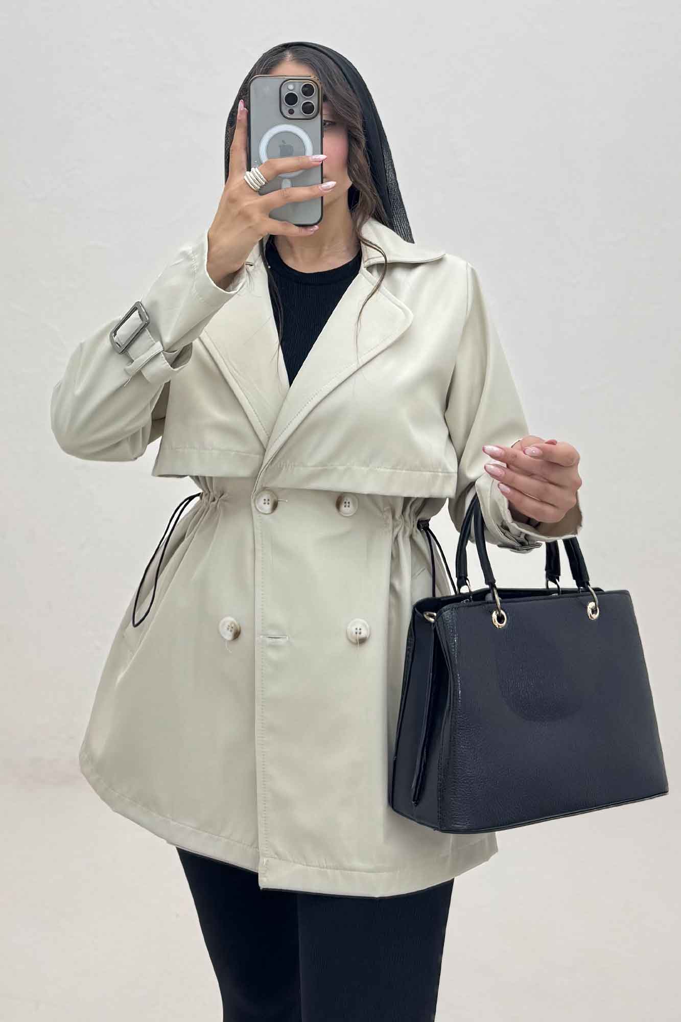 ترنچ کت کمرگت دار سانتانا