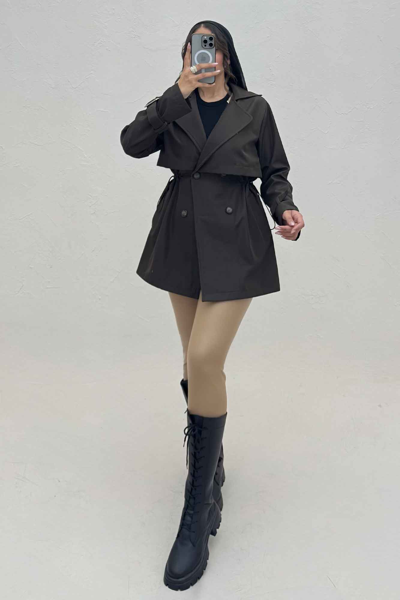 ترنچ کت کمرگت دار سانتانا