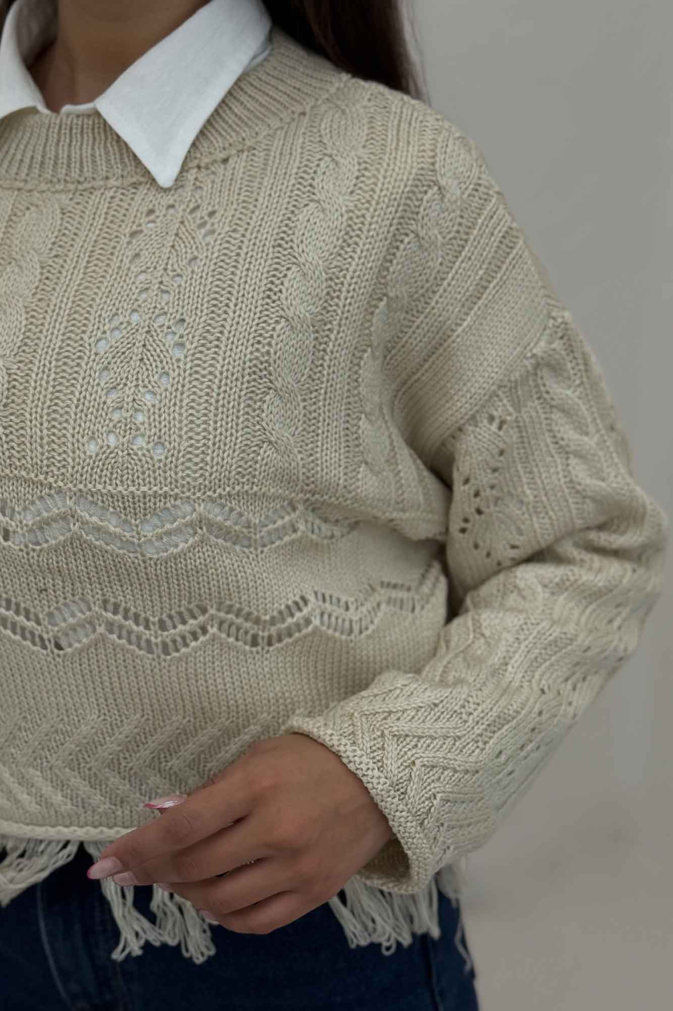 بلوز بافت طرحدار پایین ریش 1015