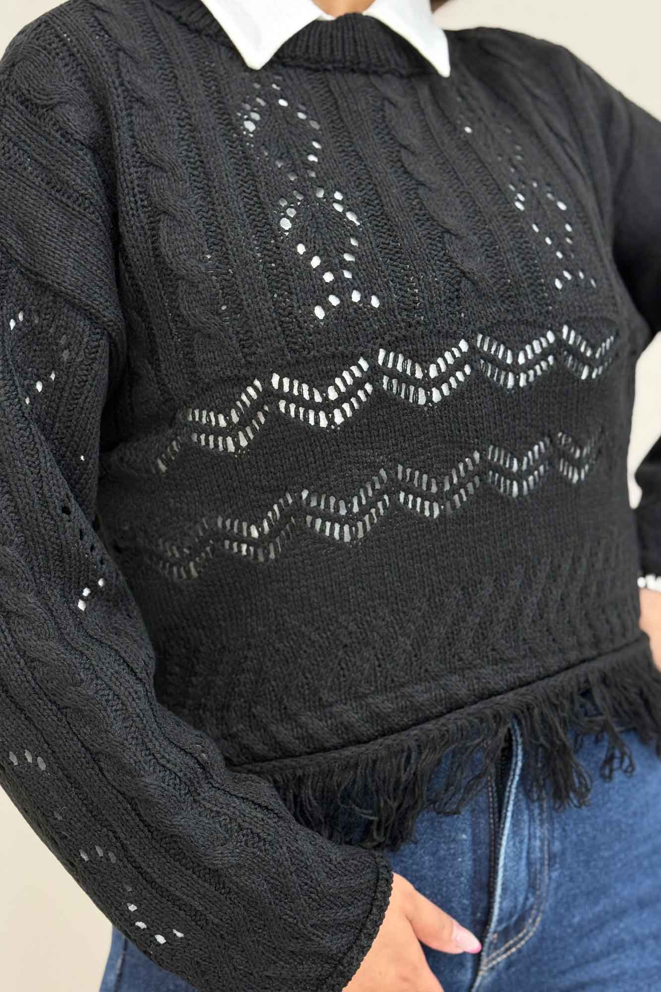 بلوز بافت طرحدار پایین ریش 1015