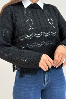 بلوز بافت طرحدار پایین ریش 1015