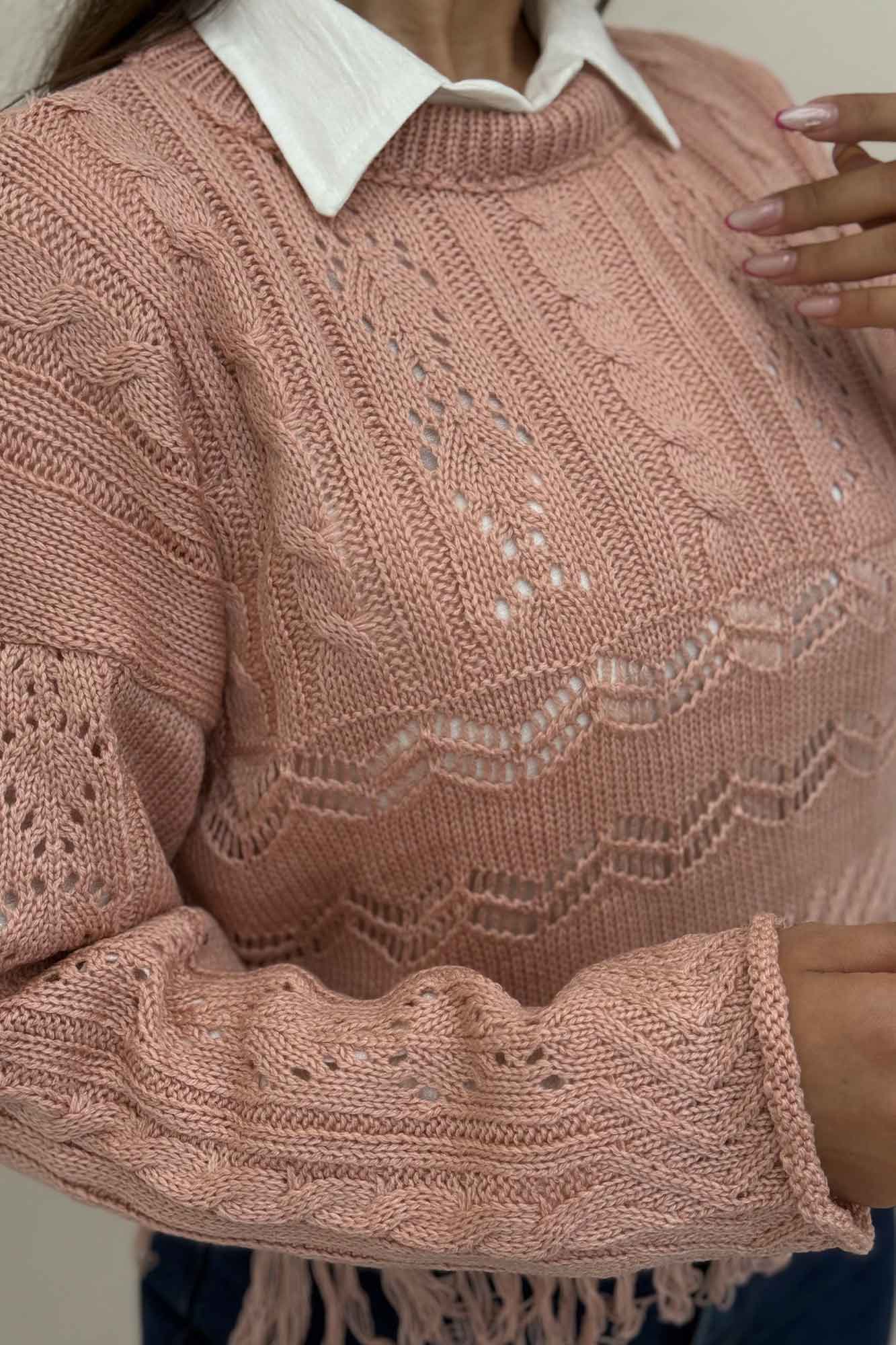 بلوز بافت طرحدار پایین ریش 1015