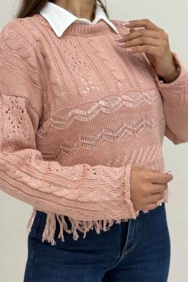 بلوز بافت طرحدار پایین ریش 1015