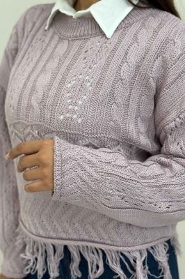 بلوز بافت طرحدار پایین ریش 1015