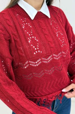 بلوز بافت طرحدار پایین ریش 1015