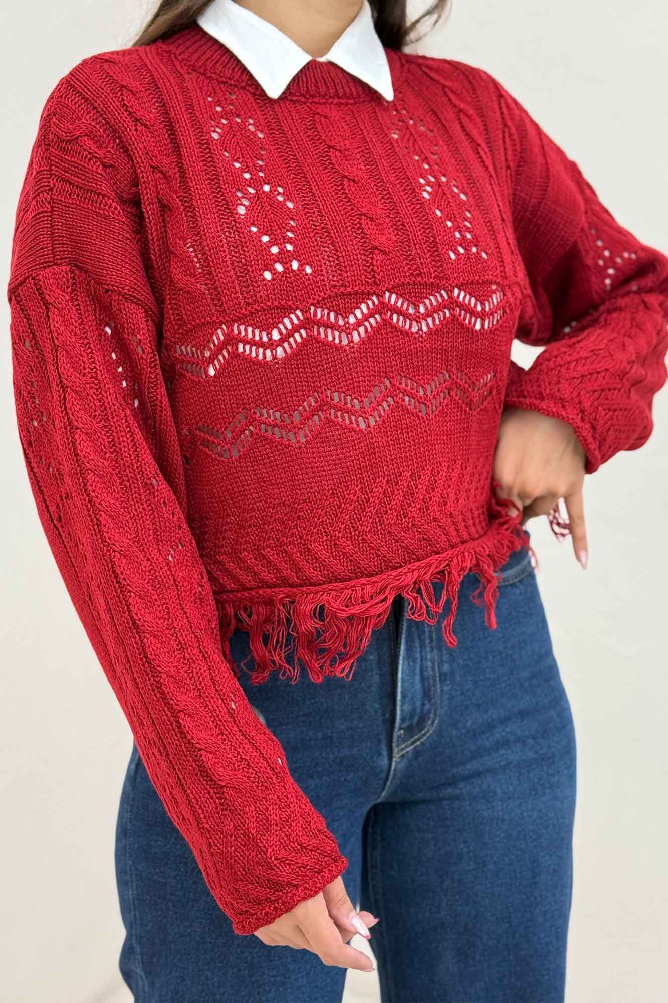 بلوز بافت طرحدار پایین ریش 1015