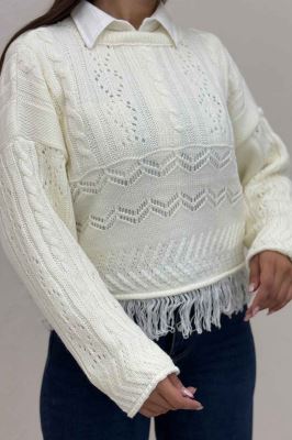 بلوز بافت طرحدار پایین ریش 1015