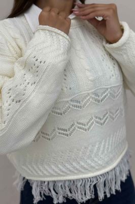 بلوز بافت طرحدار پایین ریش 1015