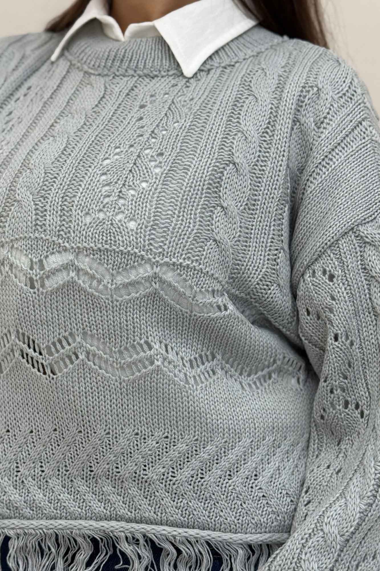 بلوز بافت طرحدار پایین ریش 1015