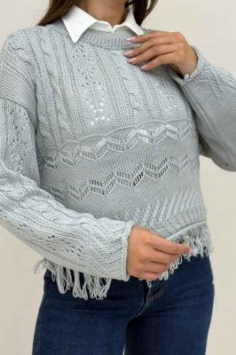 بلوز بافت طرحدار پایین ریش 1015