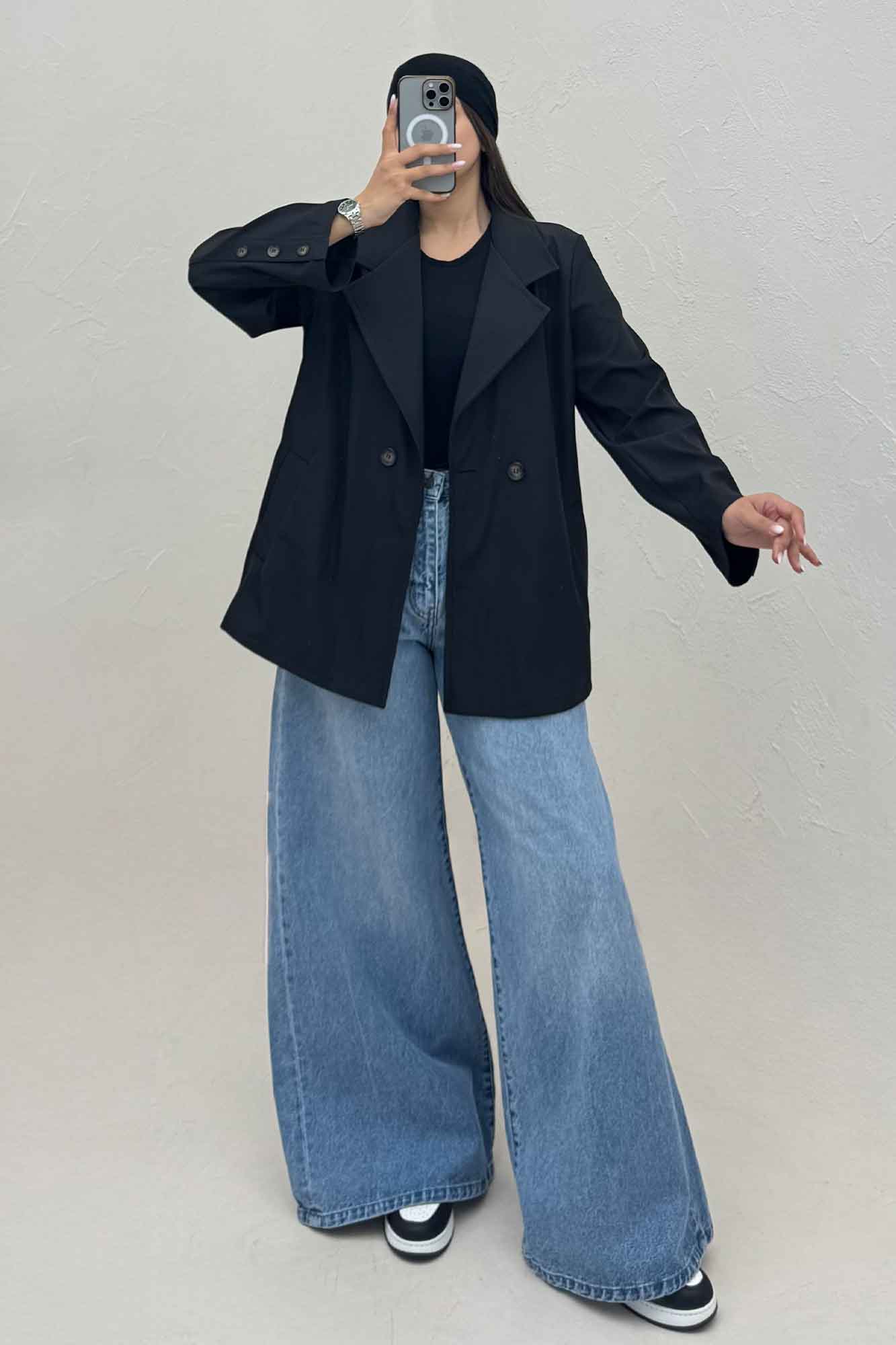 کت سانتانا یقه انگلیسی دودکمه