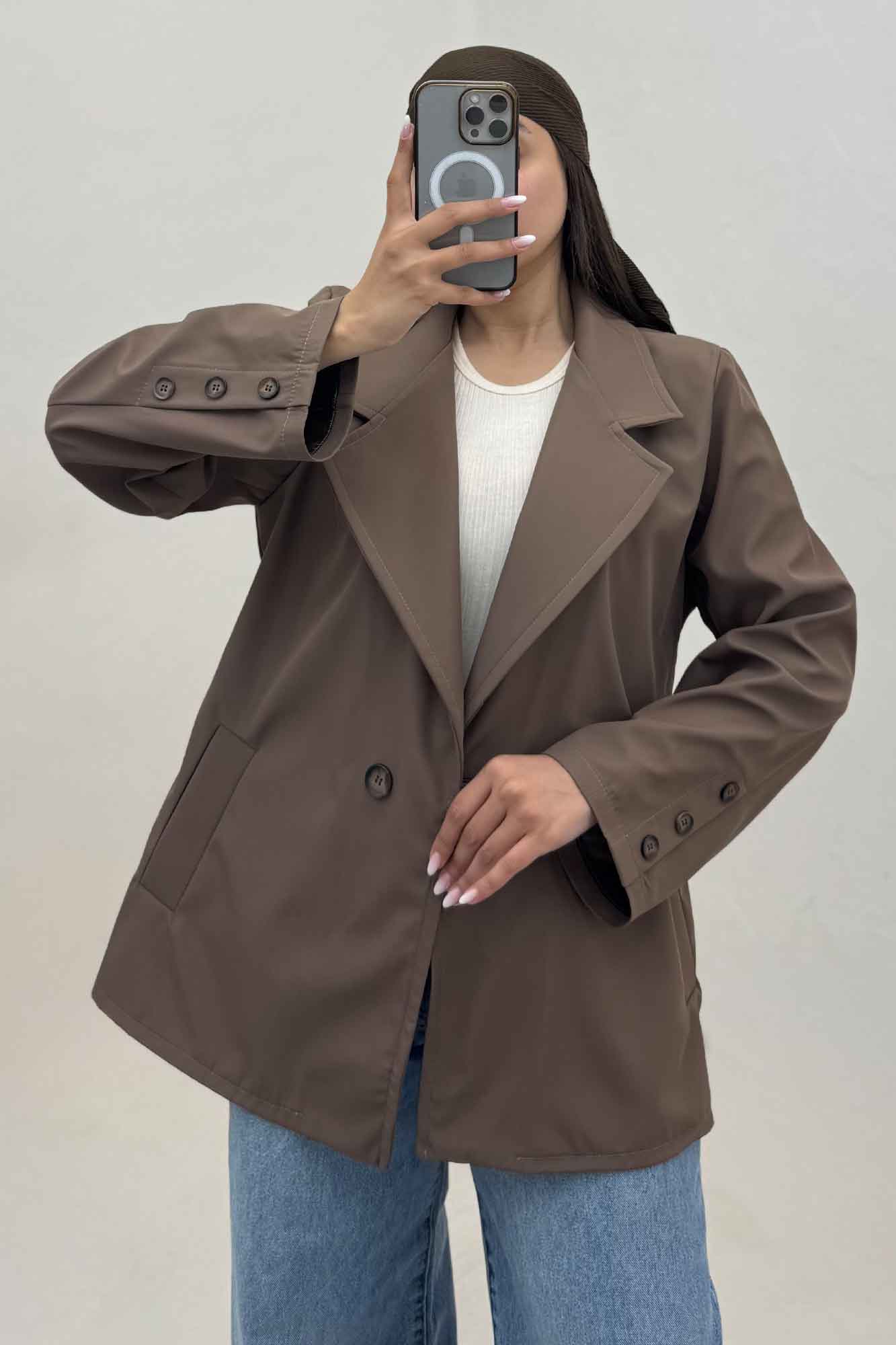 کت سانتانا یقه انگلیسی دودکمه