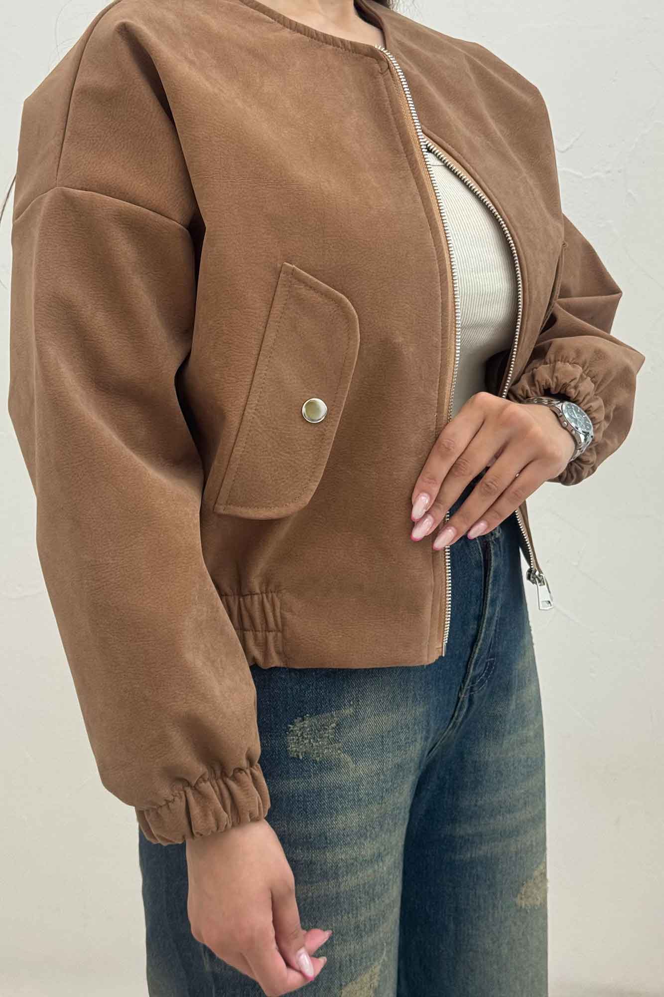 بامبر جیر پشت چرم آستردار