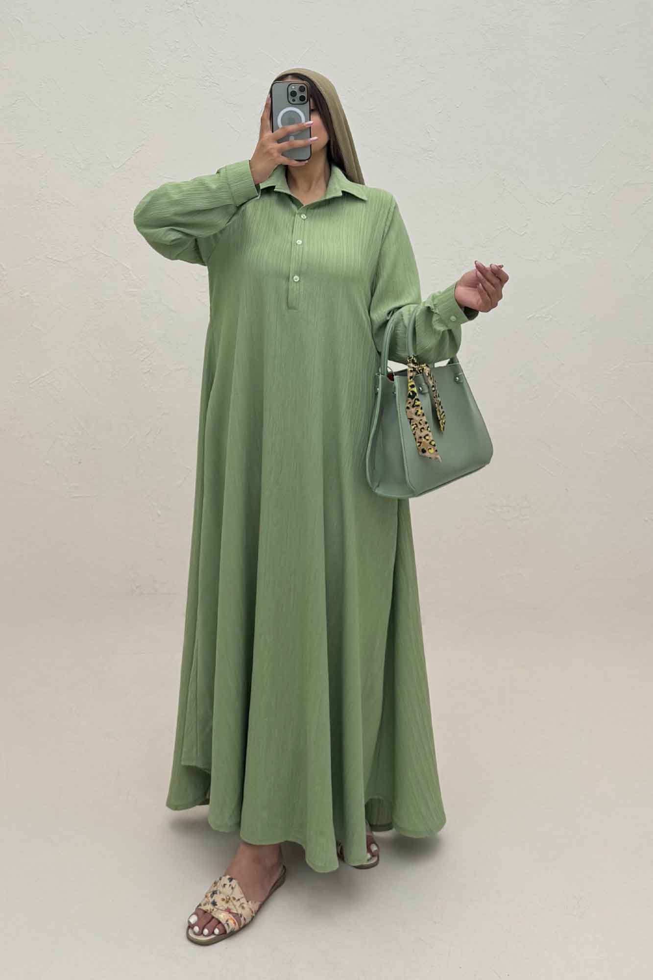 پیراهن بلند یقه بلیطی کریشه