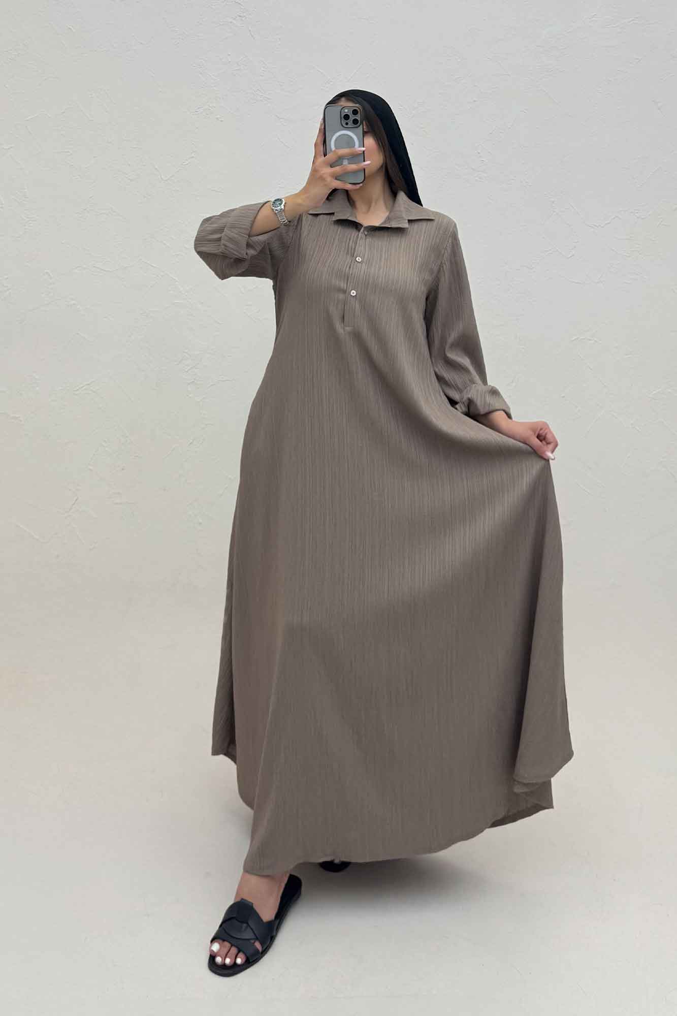 پیراهن بلند یقه بلیطی کریشه