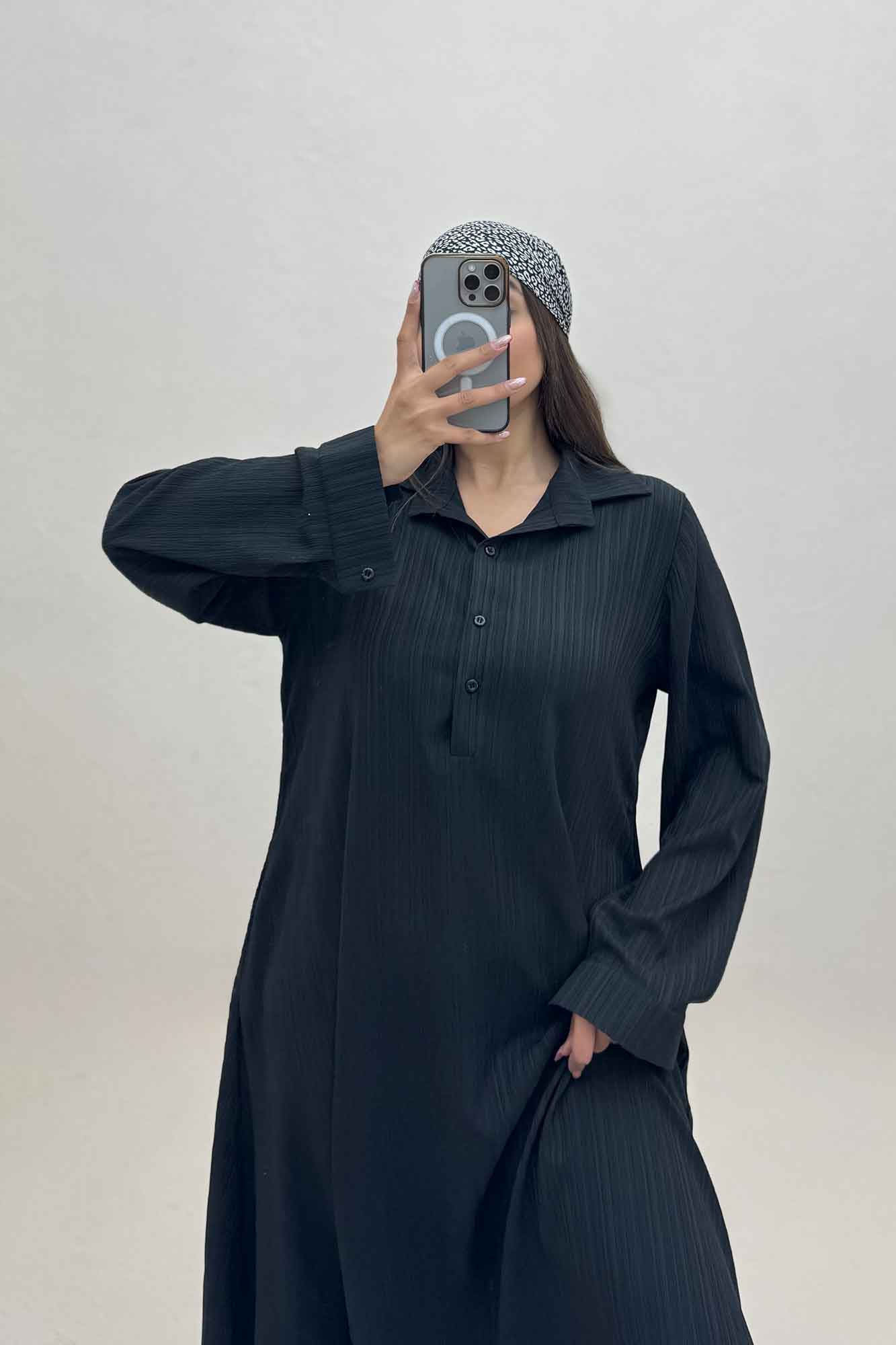 پیراهن بلند یقه بلیطی کریشه