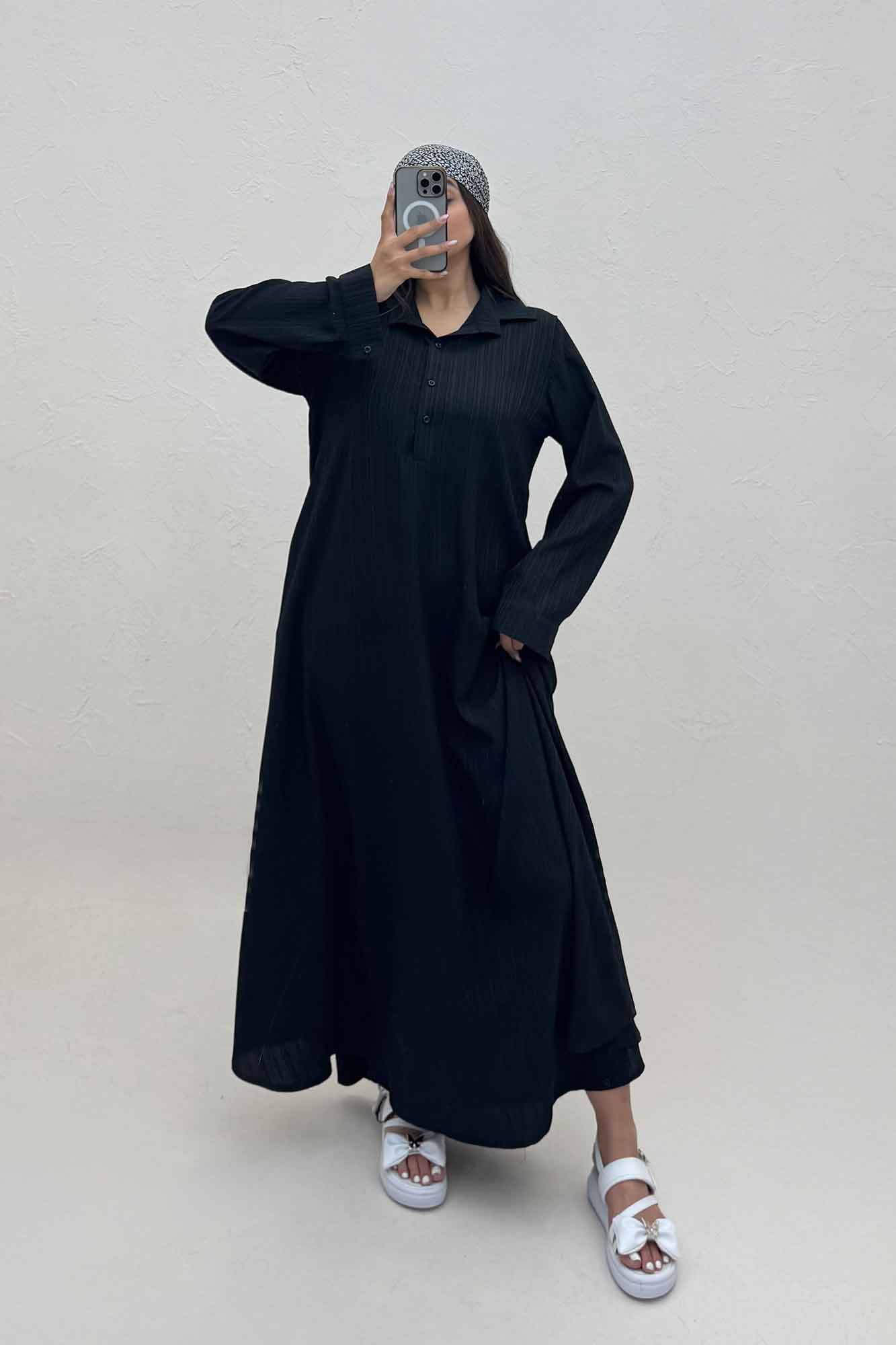 پیراهن بلند یقه بلیطی کریشه