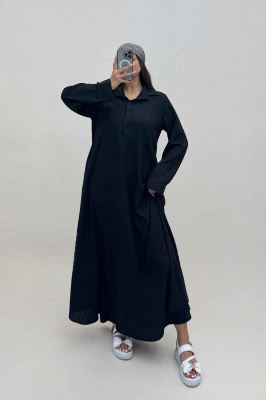 پیراهن بلند یقه بلیطی کریشه