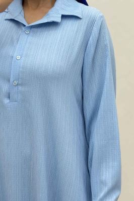 پیراهن بلند یقه بلیطی کریشه