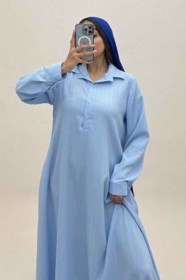 پیراهن بلند یقه بلیطی کریشه