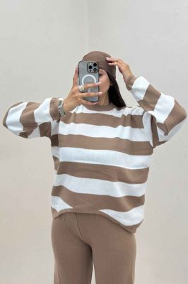 ست دورس و شلوار بافت رینگی شیبدار