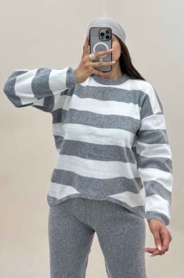 ست دورس و شلوار بافت رینگی شیبدار