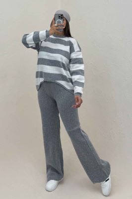 ست دورس و شلوار بافت رینگی شیبدار