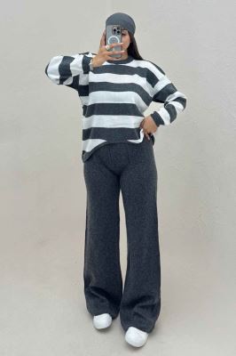 ست دورس و شلوار بافت رینگی شیبدار