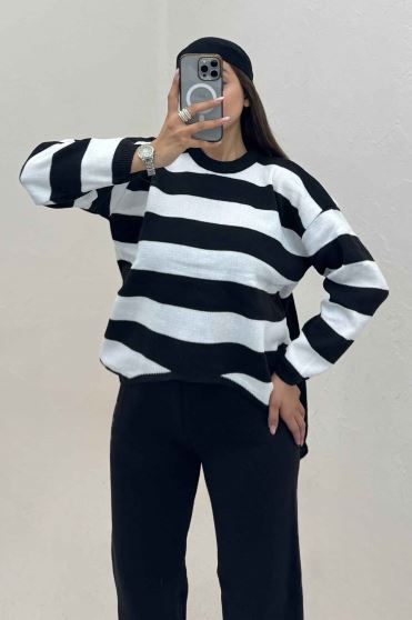 ست دورس و شلوار بافت رینگی شیبدار