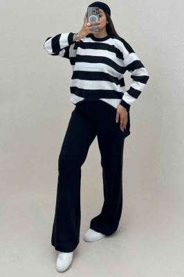 ست دورس و شلوار بافت رینگی شیبدار