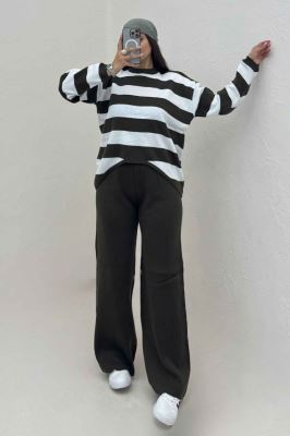 ست دورس و شلوار بافت رینگی شیبدار