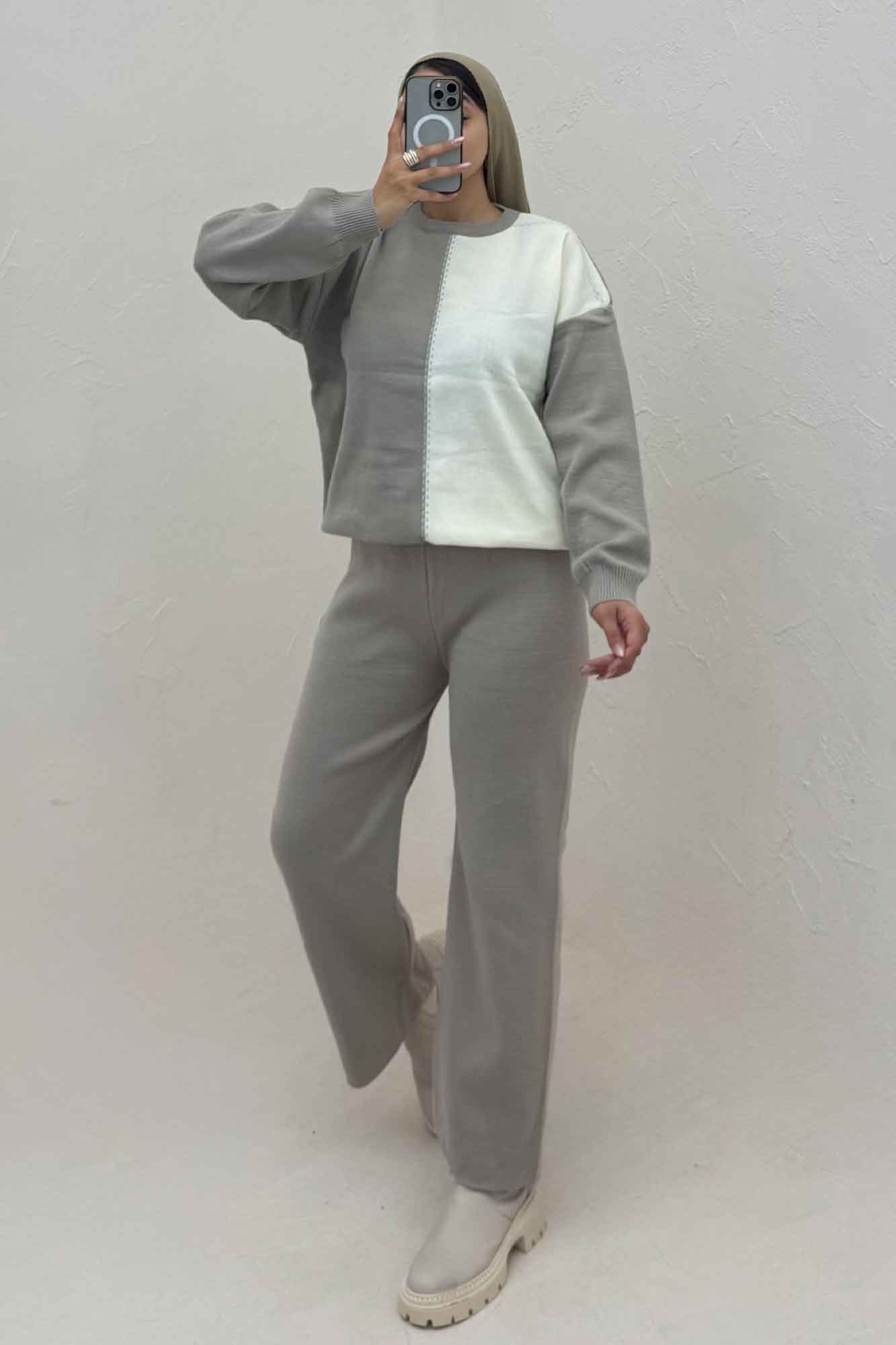 ست دورس و شلوار بافت کوکی 