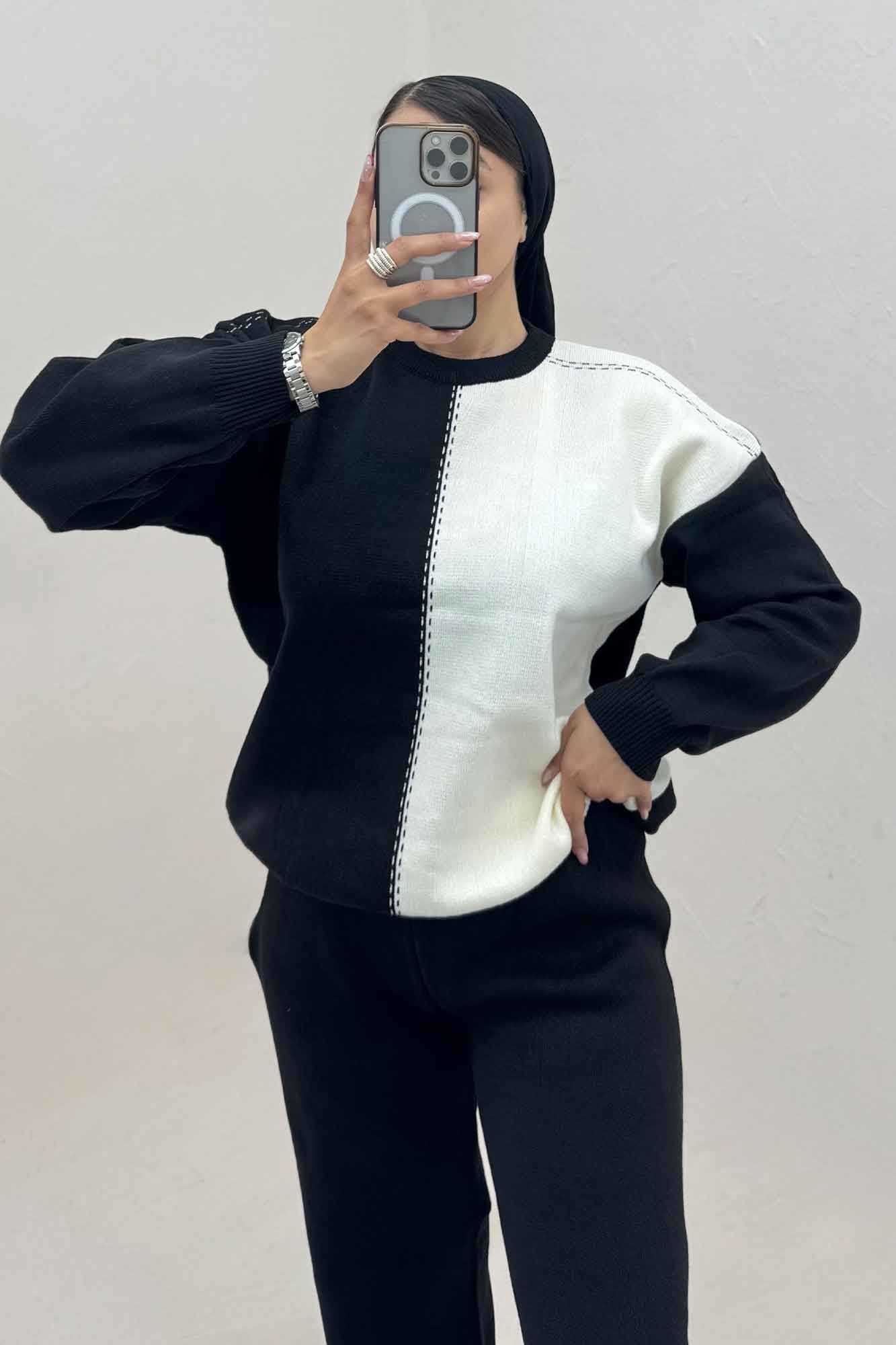 ست دورس و شلوار بافت کوکی 