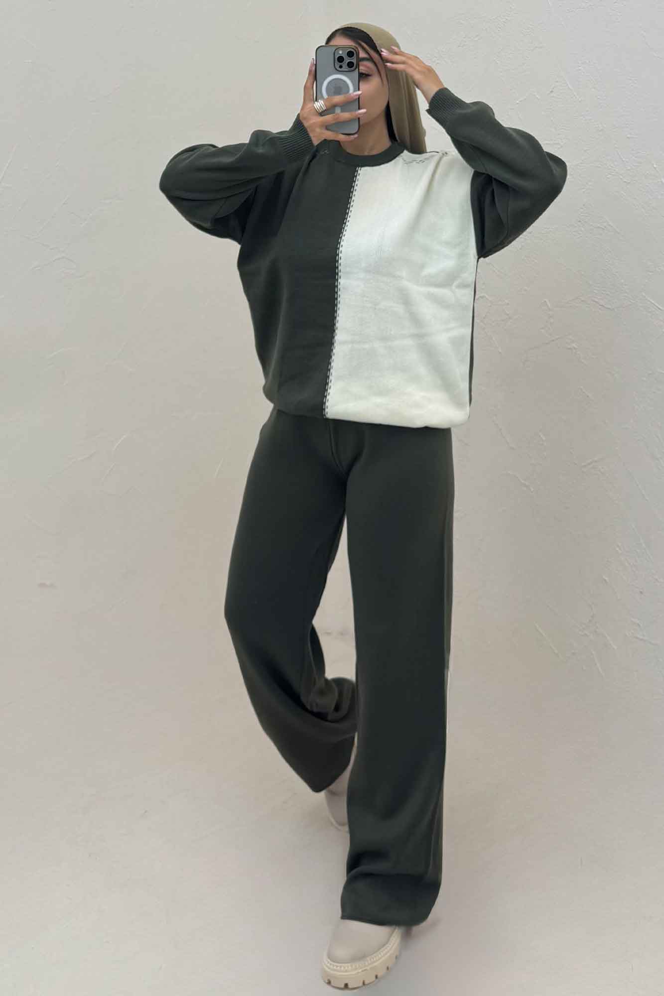 ست دورس و شلوار بافت کوکی 