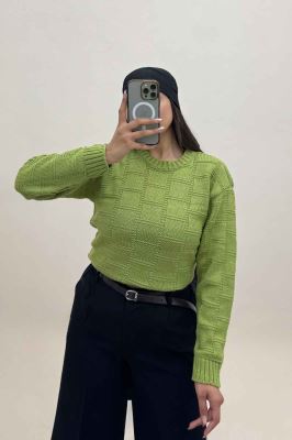 بلوز بافت طرح مربع لمه دار AF