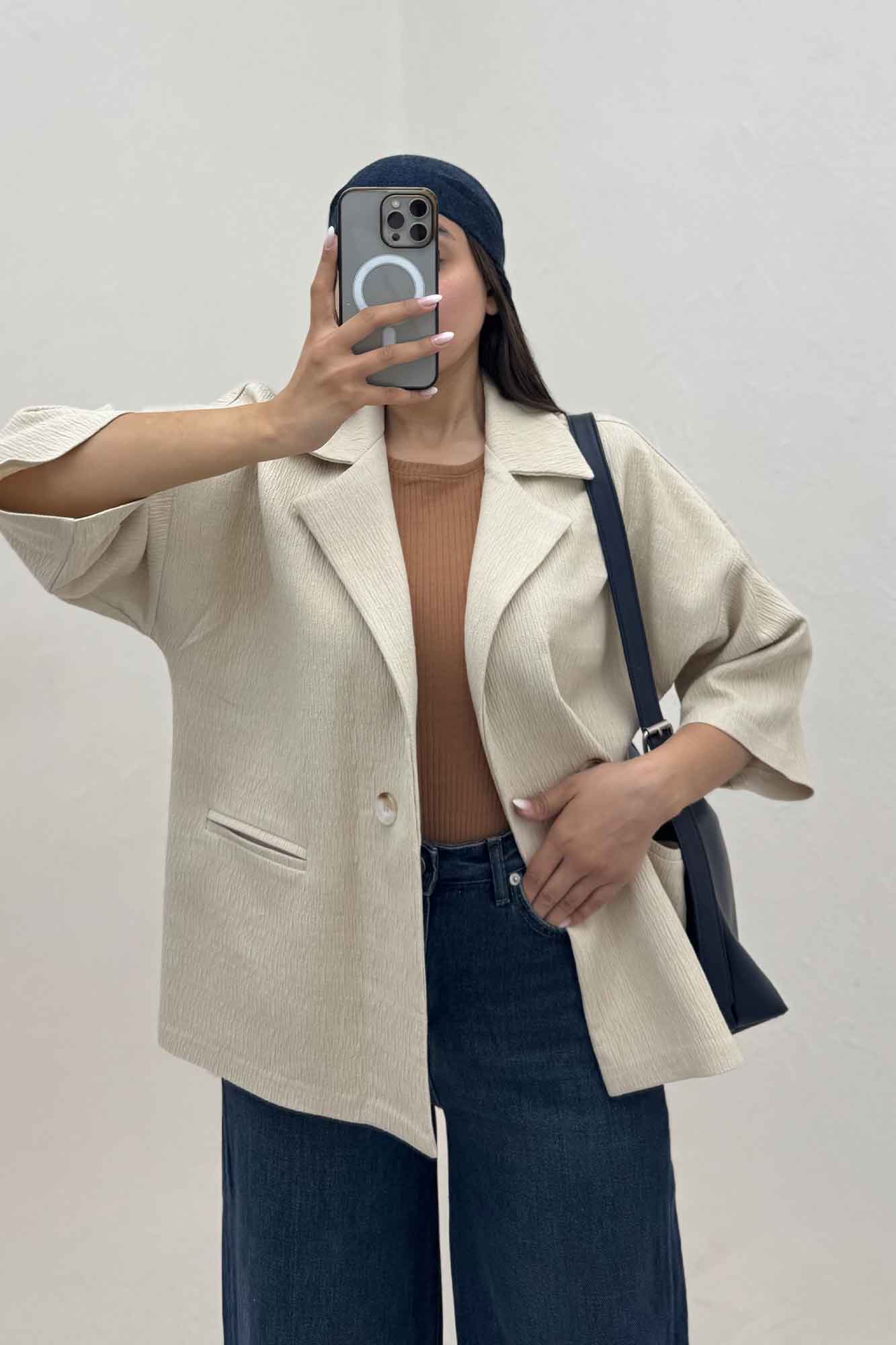 کت کتان راین آستین سه رب 