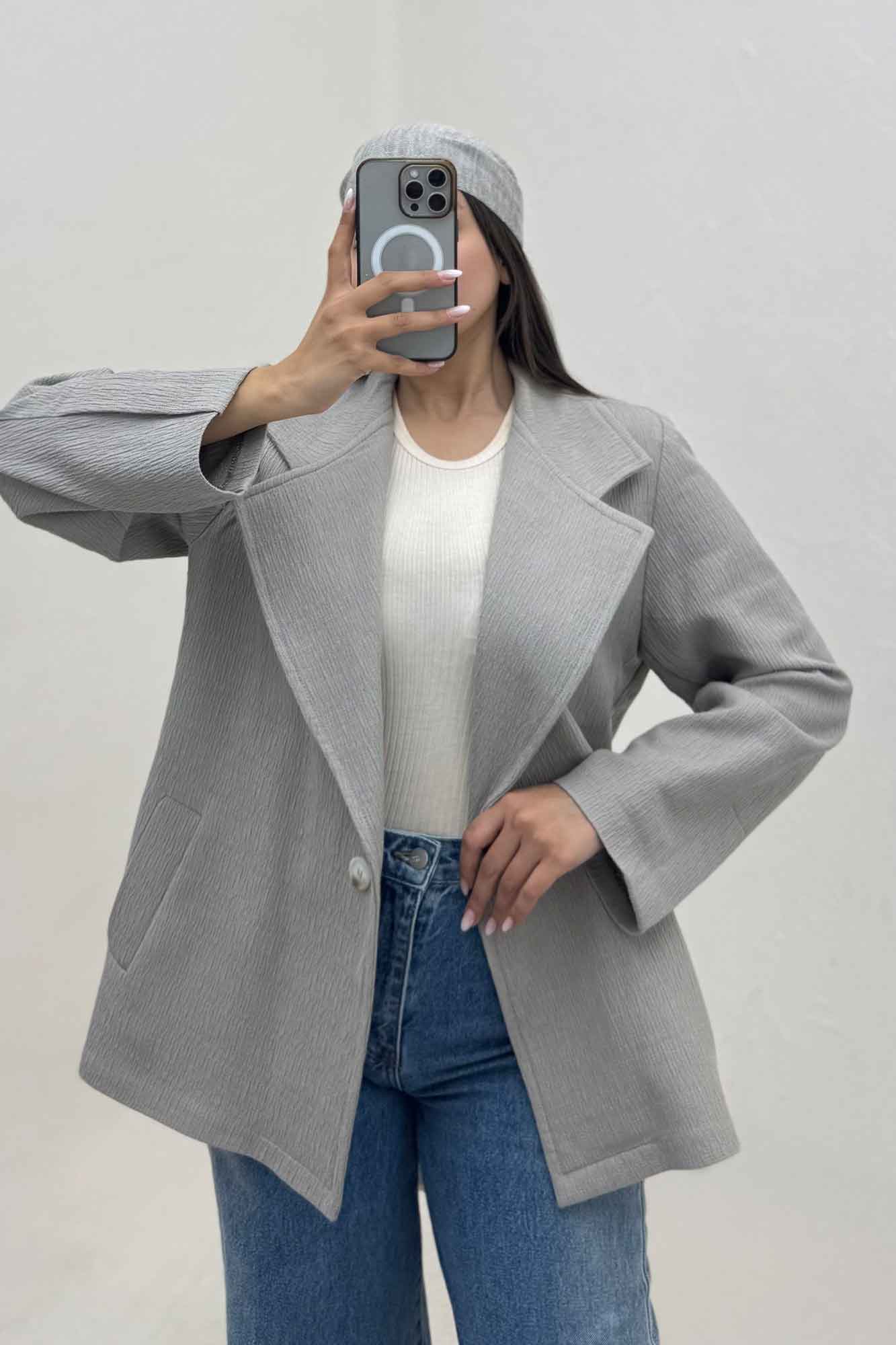 کت کتان راین یقه انگلیسی دو دکمه