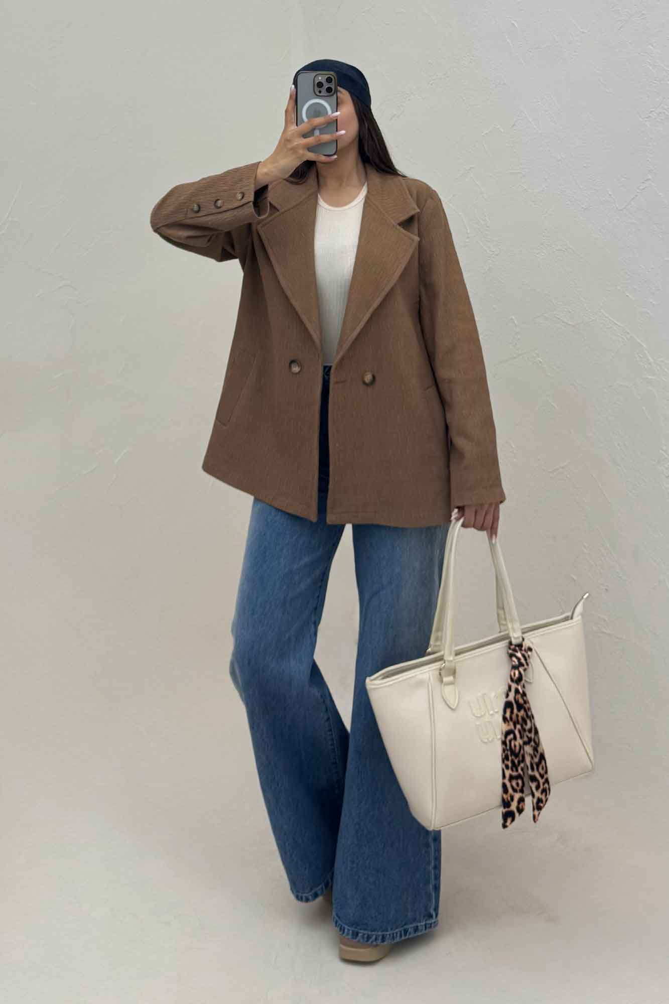 کت کتان راین یقه انگلیسی دو دکمه