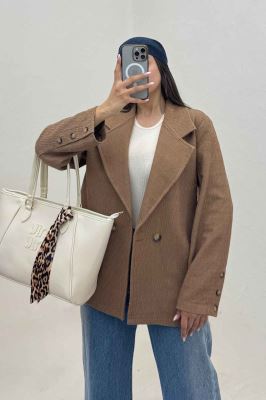 کت کتان راین یقه انگلیسی دو دکمه