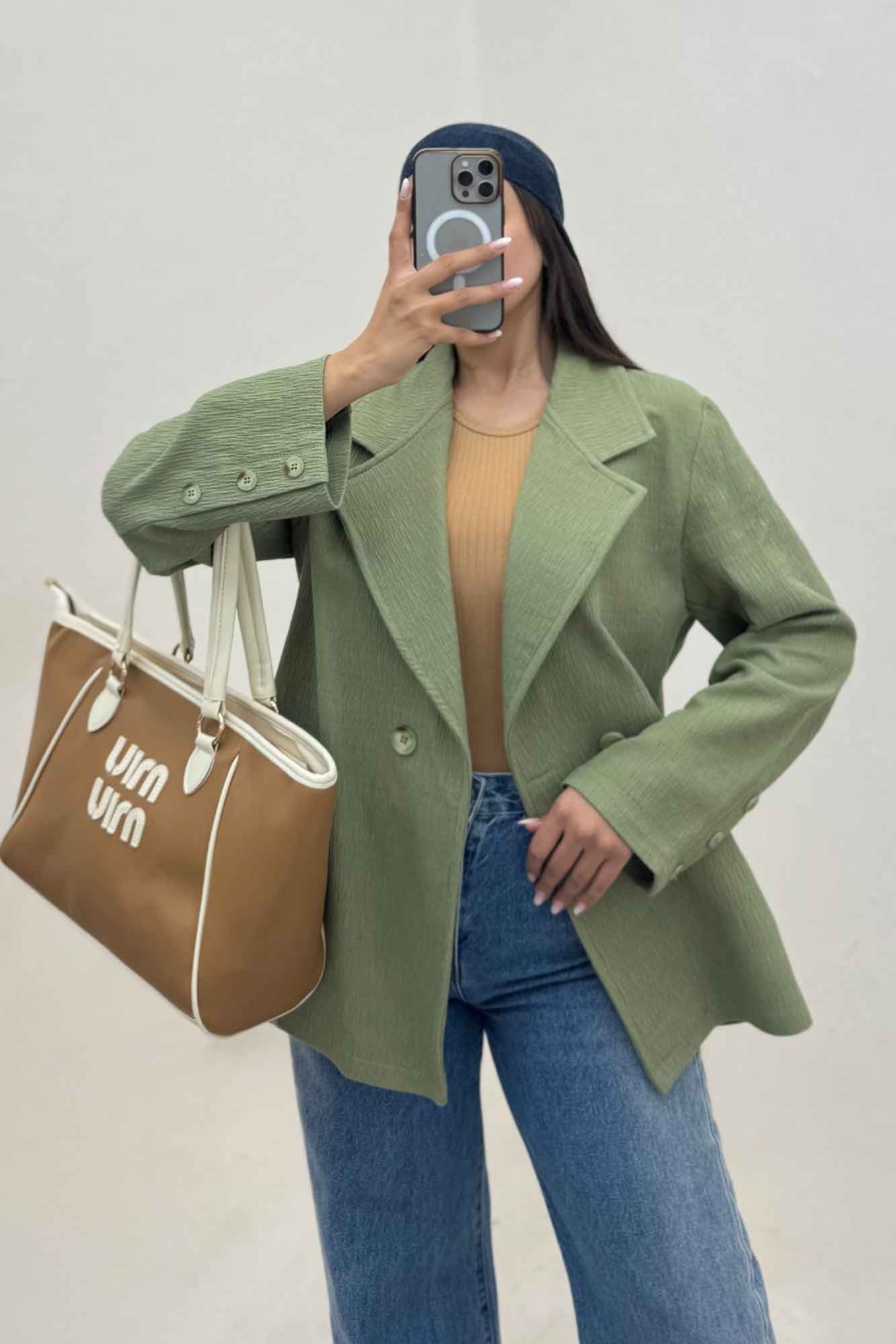 کت کتان راین یقه انگلیسی دو دکمه