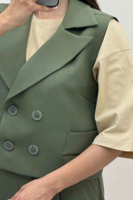 کت کتان راین یقه انگلیسی دو دکمه