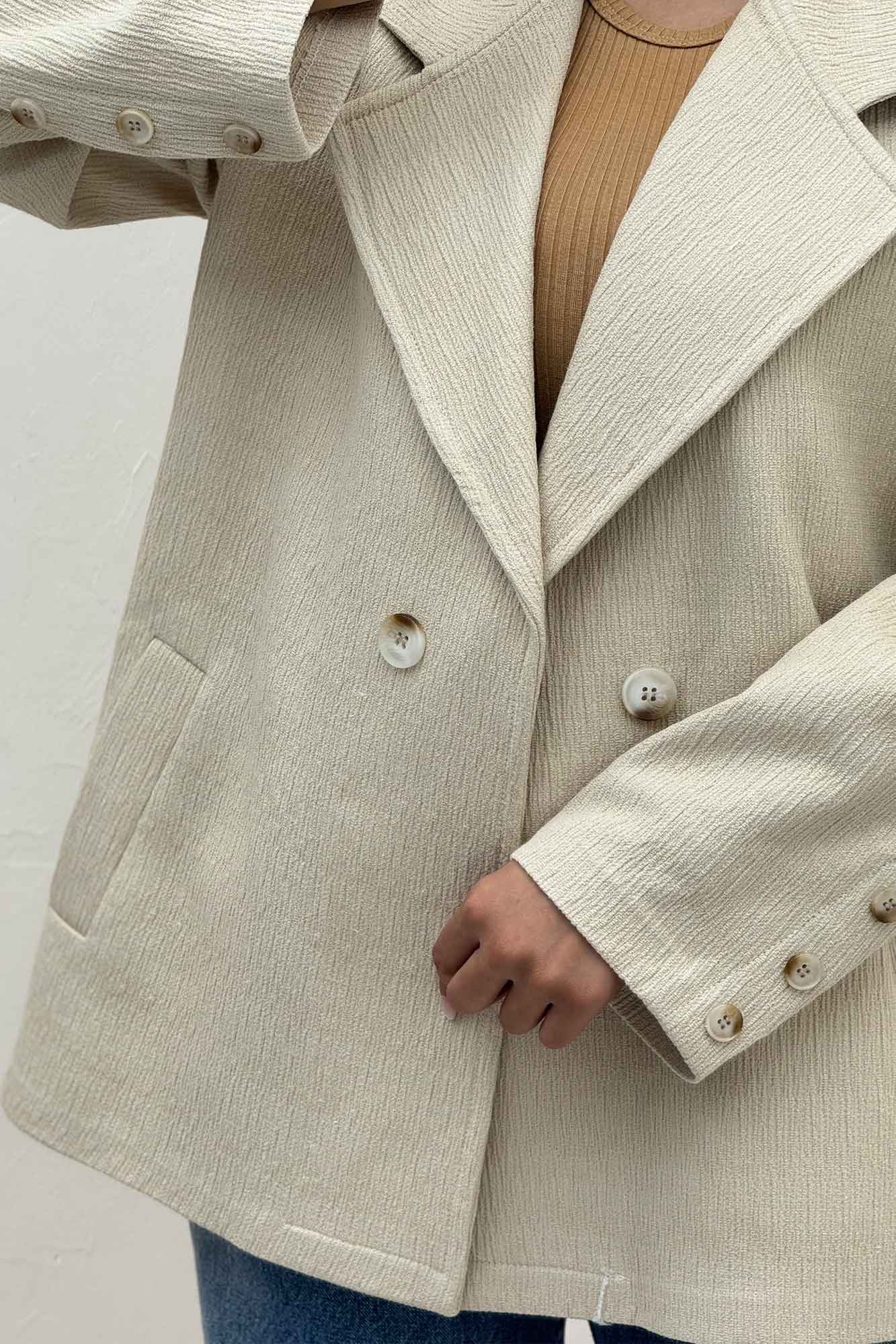 کت کتان راین یقه انگلیسی دو دکمه