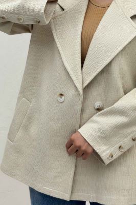 کت کتان راین یقه انگلیسی دو دکمه